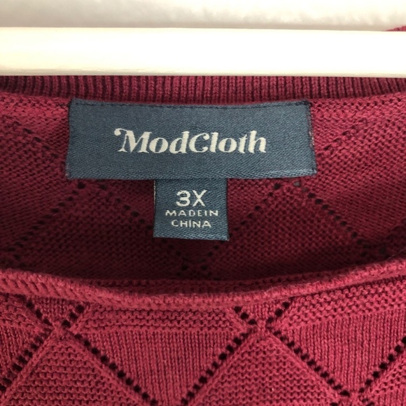 ModCloth Mauve Pointelle Knit Top Women's 3X - Picture 4 of 14